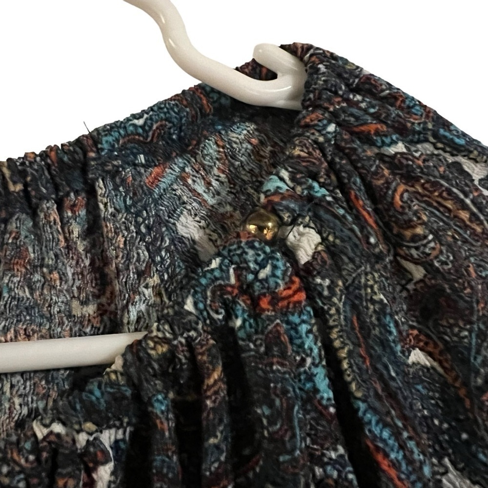 Michael Kors Paisley Keyhole Peasant Top XL - Picture 3 of 7